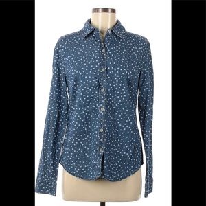 LC Lauren Conrad Button Down Denim Hearts Shirt 💕Size M